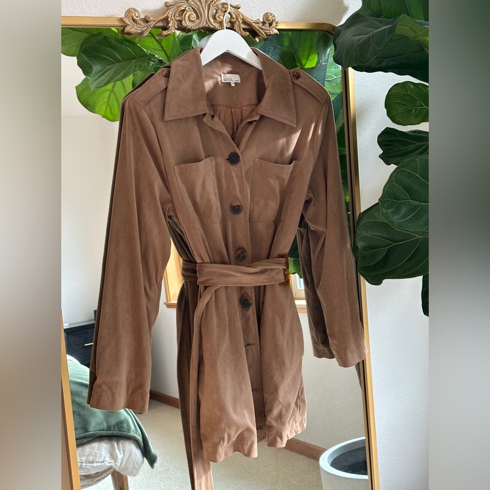 Camel Danielle Bernstein Faux Suede Coat.